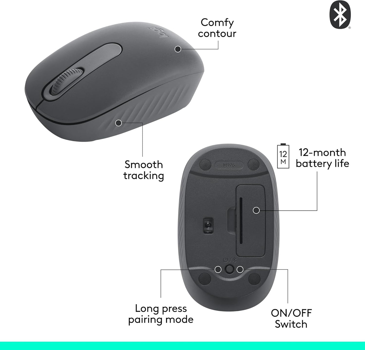 Logitech M196 Bluetooth Wireless Mouse – Compact, Portable, and Reliable